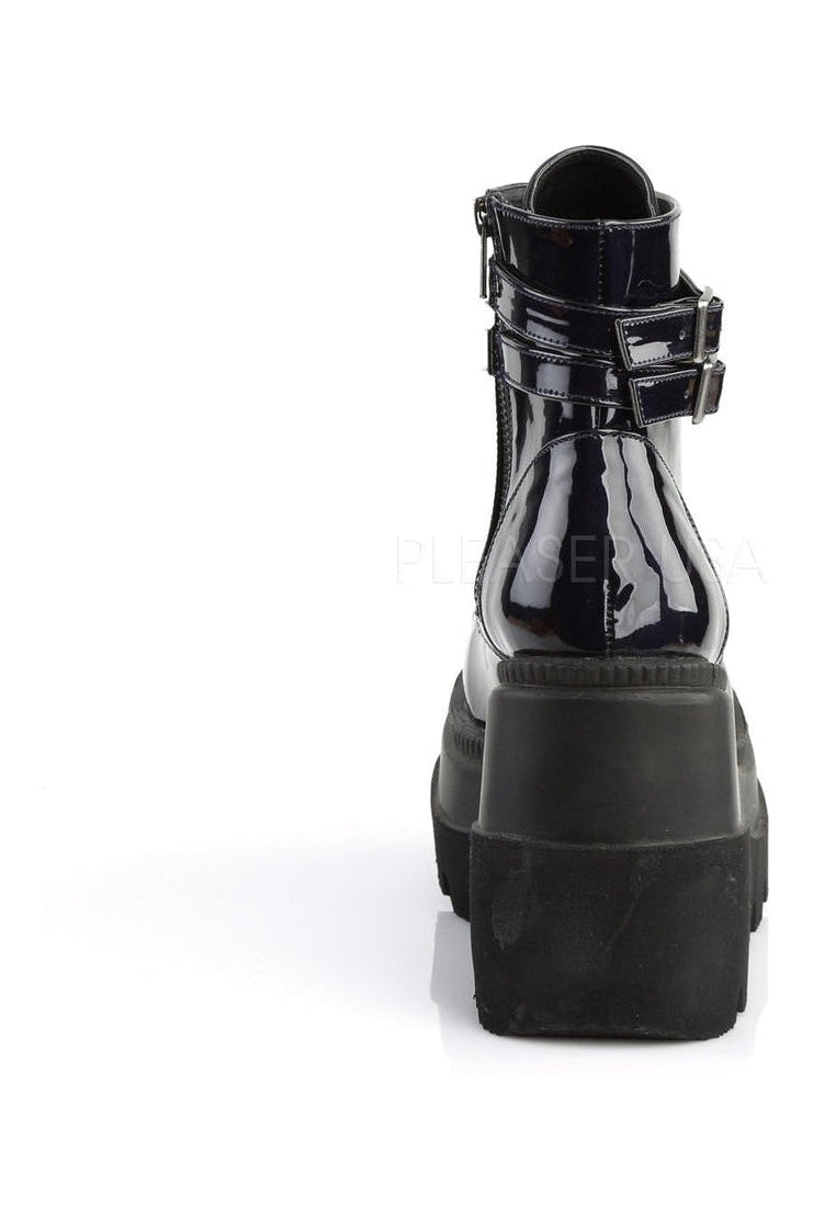 Demonia SHAKER-52  Wedge in Black Faux Leather