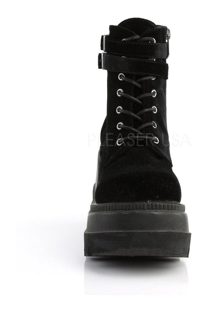 Demonia SHAKER-52  Wedge in Black Velvet