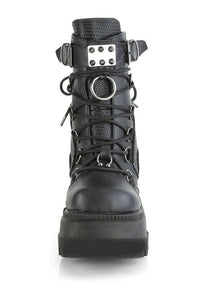 Demonia SHAKER-60 Ankle Boot in Black Faux Leather