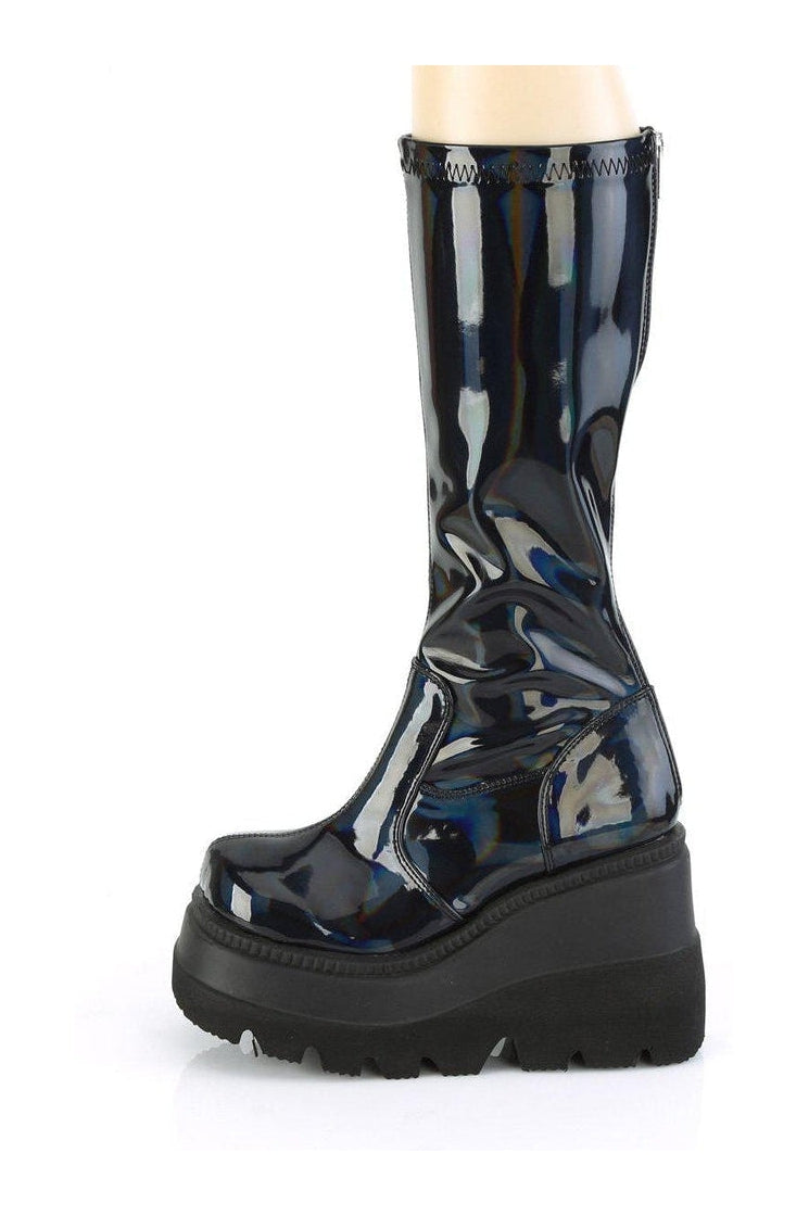 SHAKER-65 Knee Boot | Black Patent-Knee Boots-Demonia-SEXYSHOES.COM