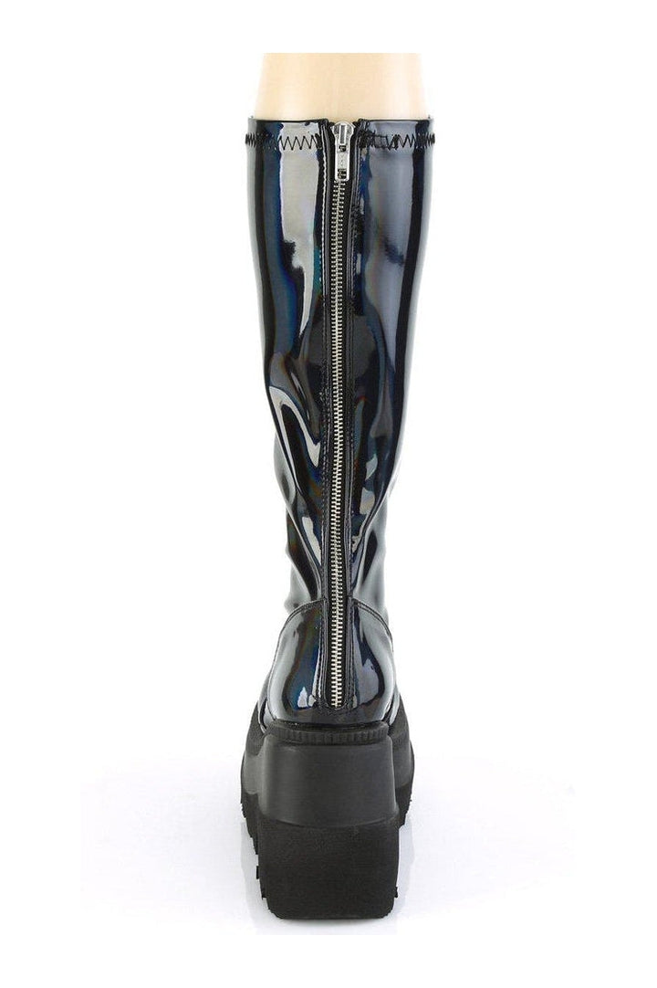 SHAKER-65 Knee Boot | Black Patent-Knee Boots-Demonia-SEXYSHOES.COM