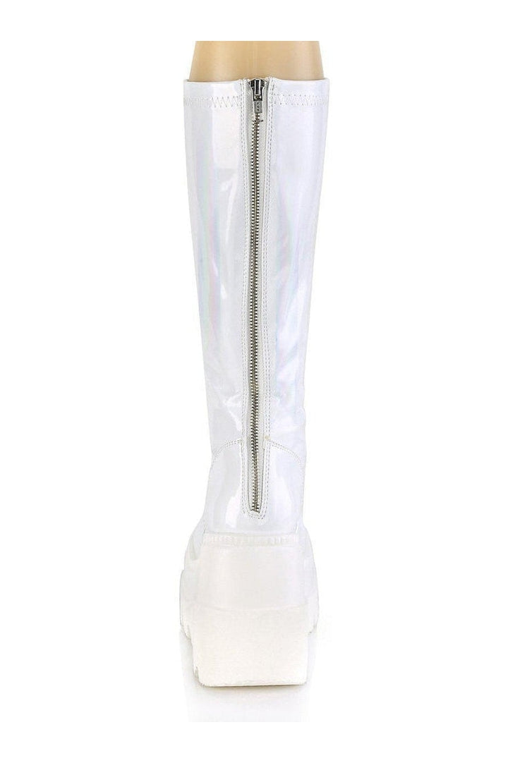 SHAKER-65 Knee Boot | Hologram Faux Leather-Knee Boots-Demonia-SEXYSHOES.COM