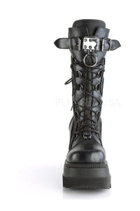Demonia SHAKER-70 Combat Boot in Black Faux Leather