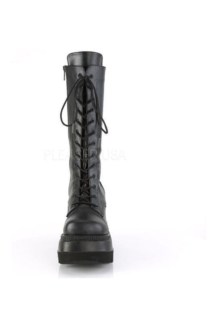 SHAKER-72 Demonia Platform Pump | Black Faux Leather