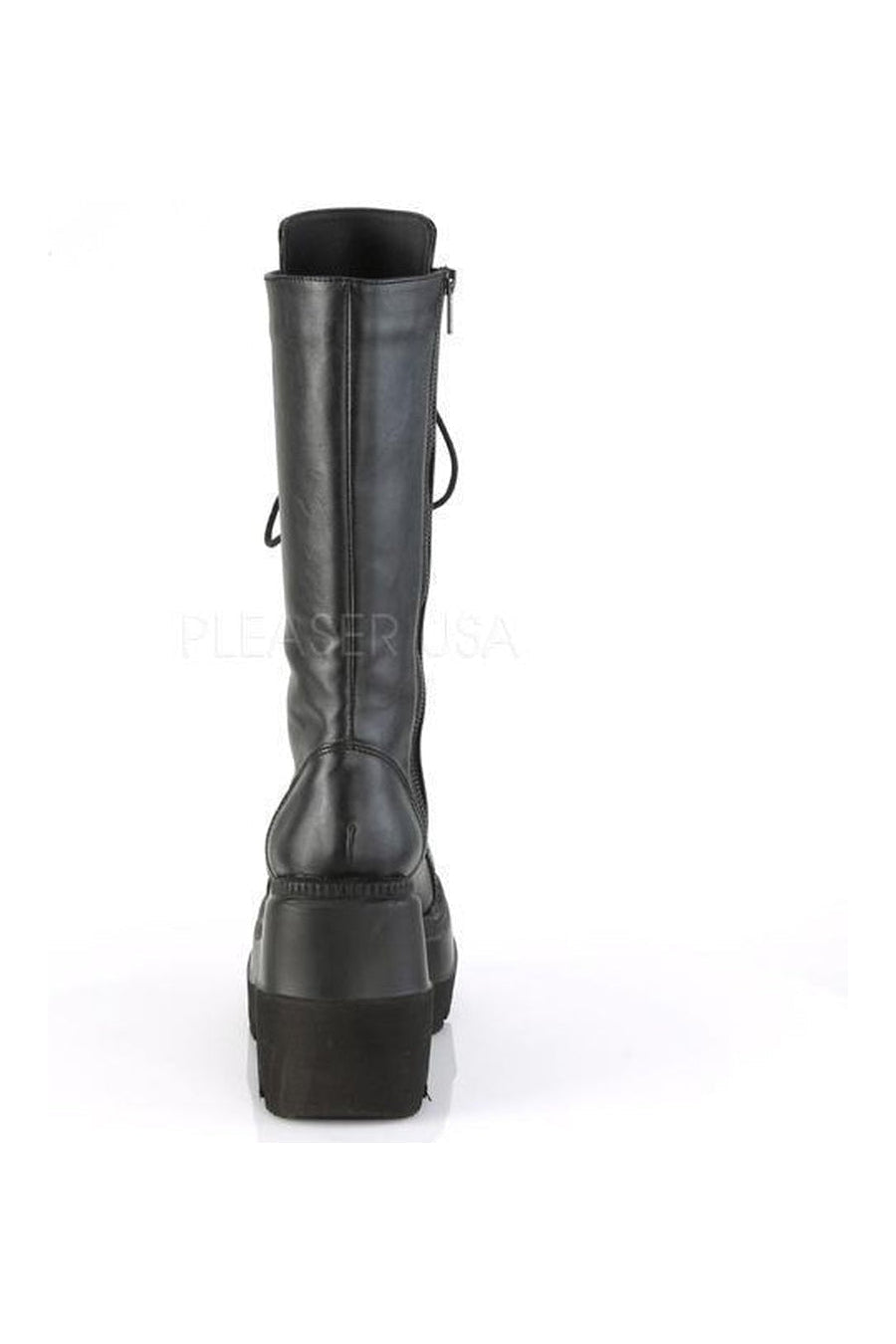 Demonia SHAKER-72  Platform Pump in Black Faux Leather