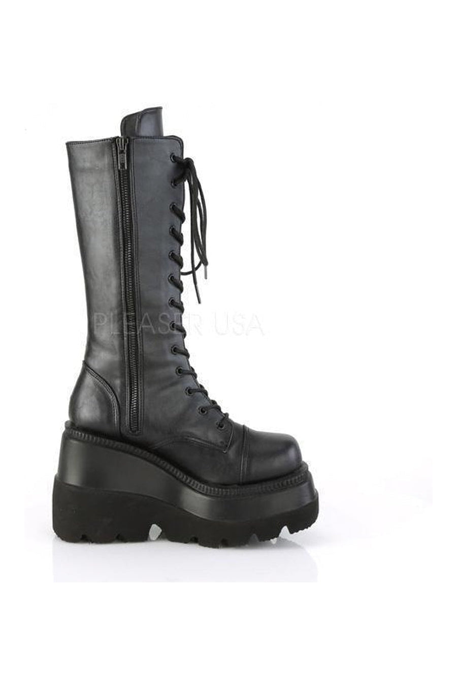Demonia SHAKER-72  Platform Pump in Black Faux Leather