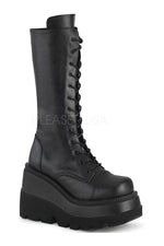SHAKER-72 Demonia Platform Pump | Black Faux Leather