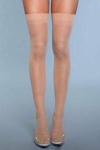 Sheer Back Seam Thigh Highs-Thigh High Hosiery-BeWicked-Nude-O/S-SEXYSHOES.COM