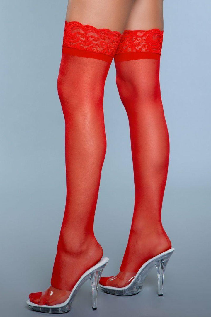 Sheer Back Seam Thigh Highs-Thigh High Hosiery-BeWicked-Red-O/S-SEXYSHOES.COM