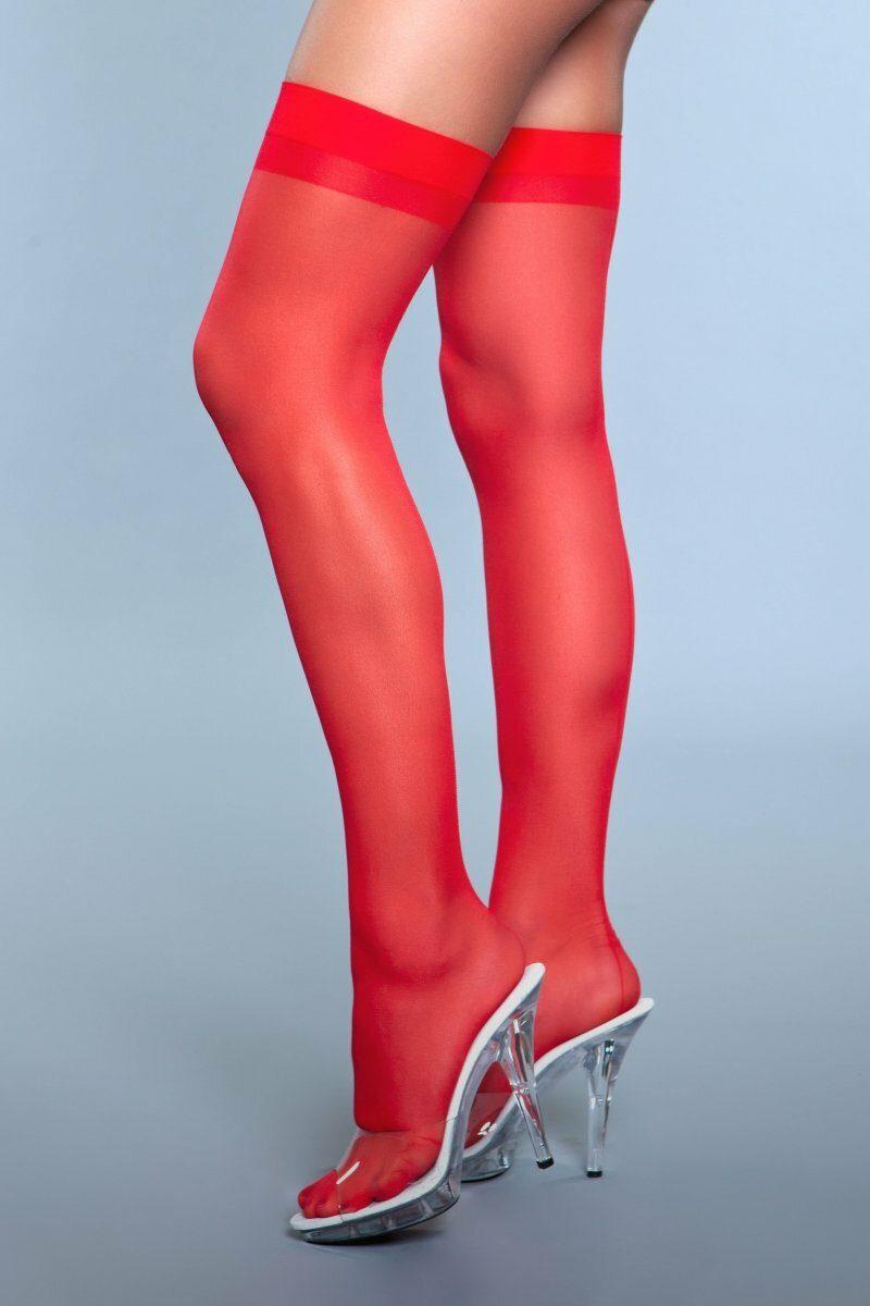 Sheer Back Seam Thigh Highs-Thigh High Hosiery-BeWicked-Red-O/S-SEXYSHOES.COM