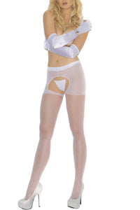 Elegant Moments Sheer Crotchless Pantyhose in White  from SexyShoes.com