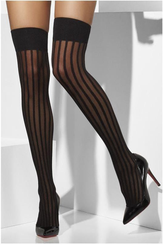 Sheer Hold-Ups | Black-Fever-Black-Thigh High Hosiery-SEXYSHOES.COM