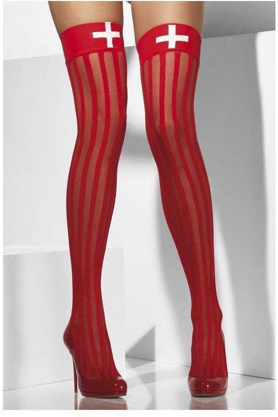 Sheer Hold-Ups | Red-Fever-Red-Thigh High Hosiery-SEXYSHOES.COM