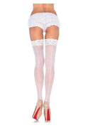 Sheer Lace Top Backseam Stocking | Plus Size