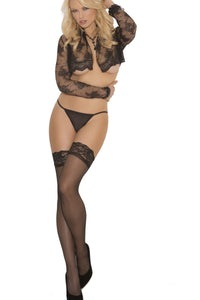 Elegant Moments Sheer Lace Top Thigh Highs in Black  from SexyShoes.com