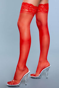 BeWicked Sheer Stay Up Thigh Highs in Red  from SexyShoes.com