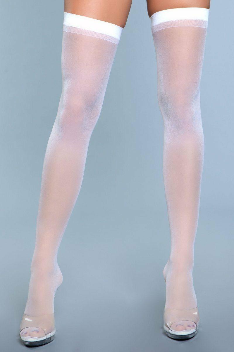 Sheer Thigh Highs-Thigh High Hosiery-BeWicked-White-O/S-SEXYSHOES.COM