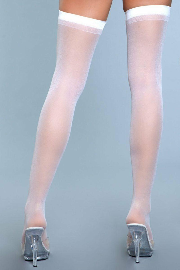 Sheer Thigh Highs-Thigh High Hosiery-BeWicked-White-O/S-SEXYSHOES.COM