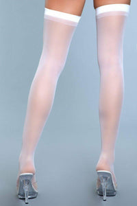 Sheer Thigh Highs-Thigh High Hosiery-BeWicked-White-O/S-SEXYSHOES.COM