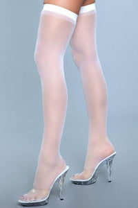 BeWicked Sheer Thigh Highs in White  from SexyShoes.com