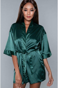 BeWicked Short Satin Robe in Green  from SexyShoes.com