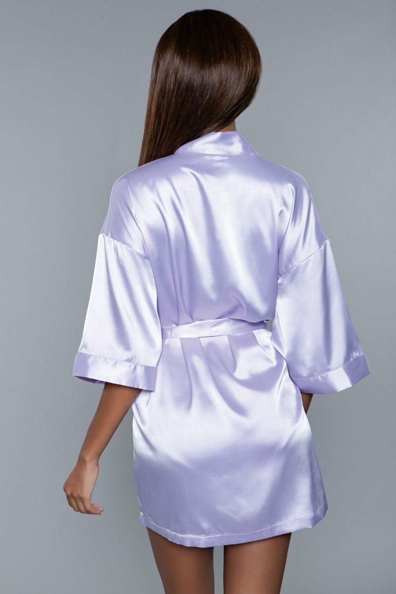 BeWicked Short Satin Robe in Purple 