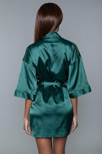 BeWicked Short Satin Robe in Green 