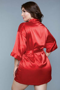 BeWicked Short Satin Robe in Red 