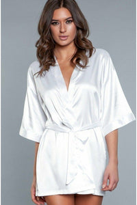 BeWicked Short Satin Robe in White  from SexyShoes.com