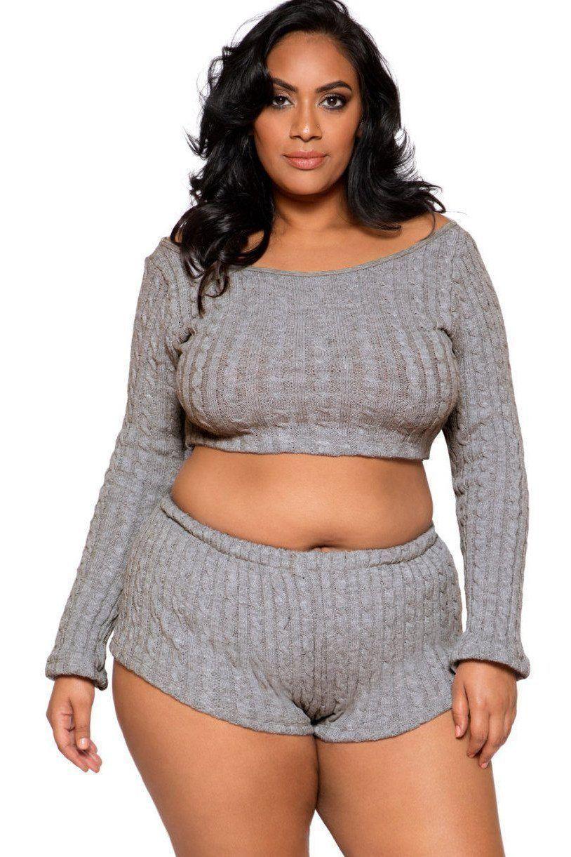 Roma Confidential Shorty Boyfriend Pajama Set in Grey  from SexyShoes.com