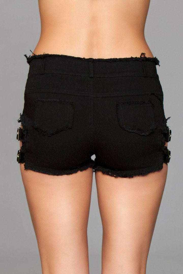Side Buckle Denim Shorts-Denim Shorts-BeWicked-SEXYSHOES.COM