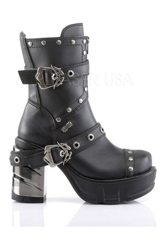 SINISTER-201 Demonia Ankle Boot | Black Vinyl-Demonia-Ankle Boots-SEXYSHOES.COM