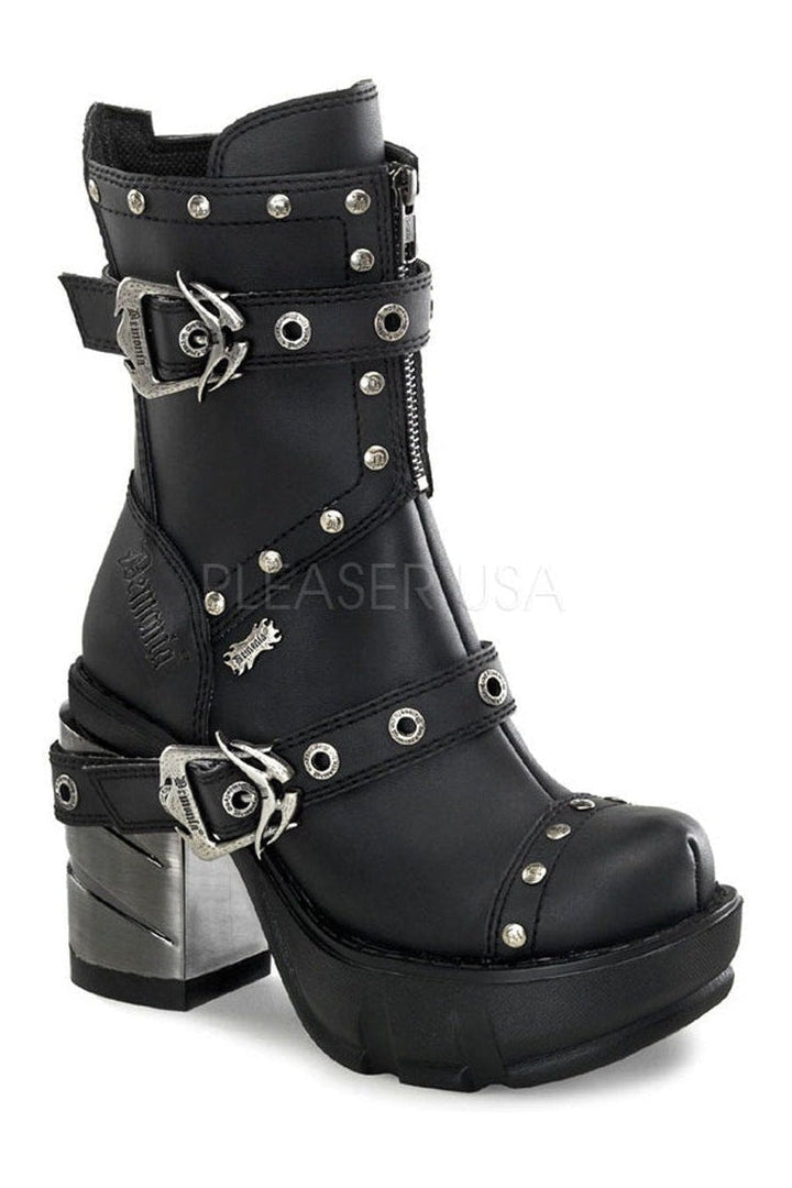 SINISTER-201 Demonia Ankle Boot | Black Vinyl-Demonia-Black-Ankle Boots-SEXYSHOES.COM
