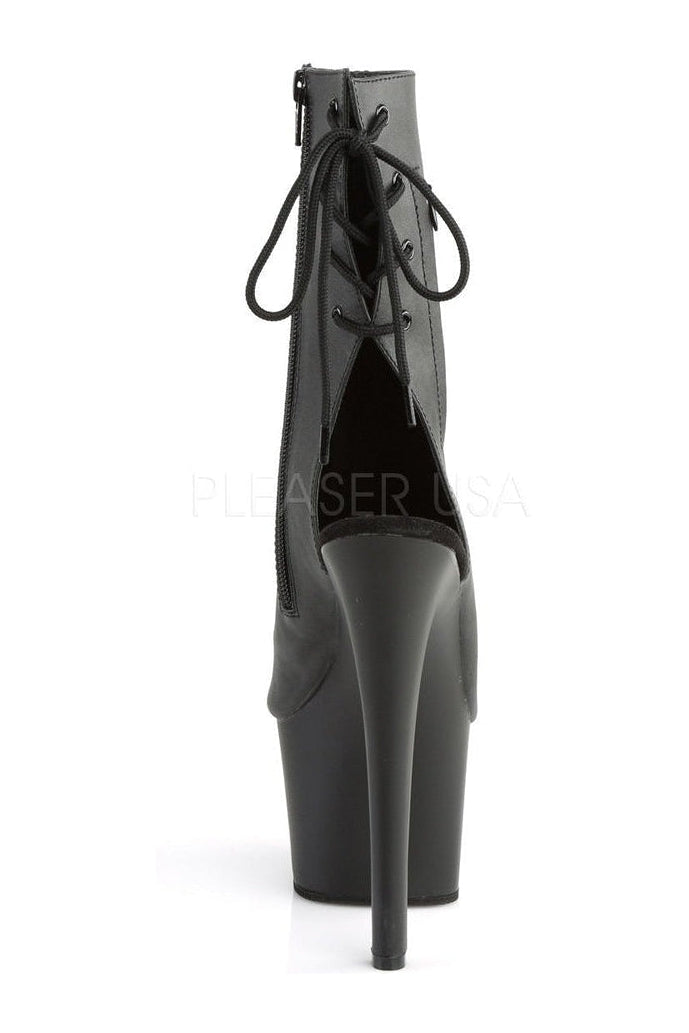 SKY-1018 Platform Boot | Black Faux Leather-Pleaser-Ankle Boots-SEXYSHOES.COM