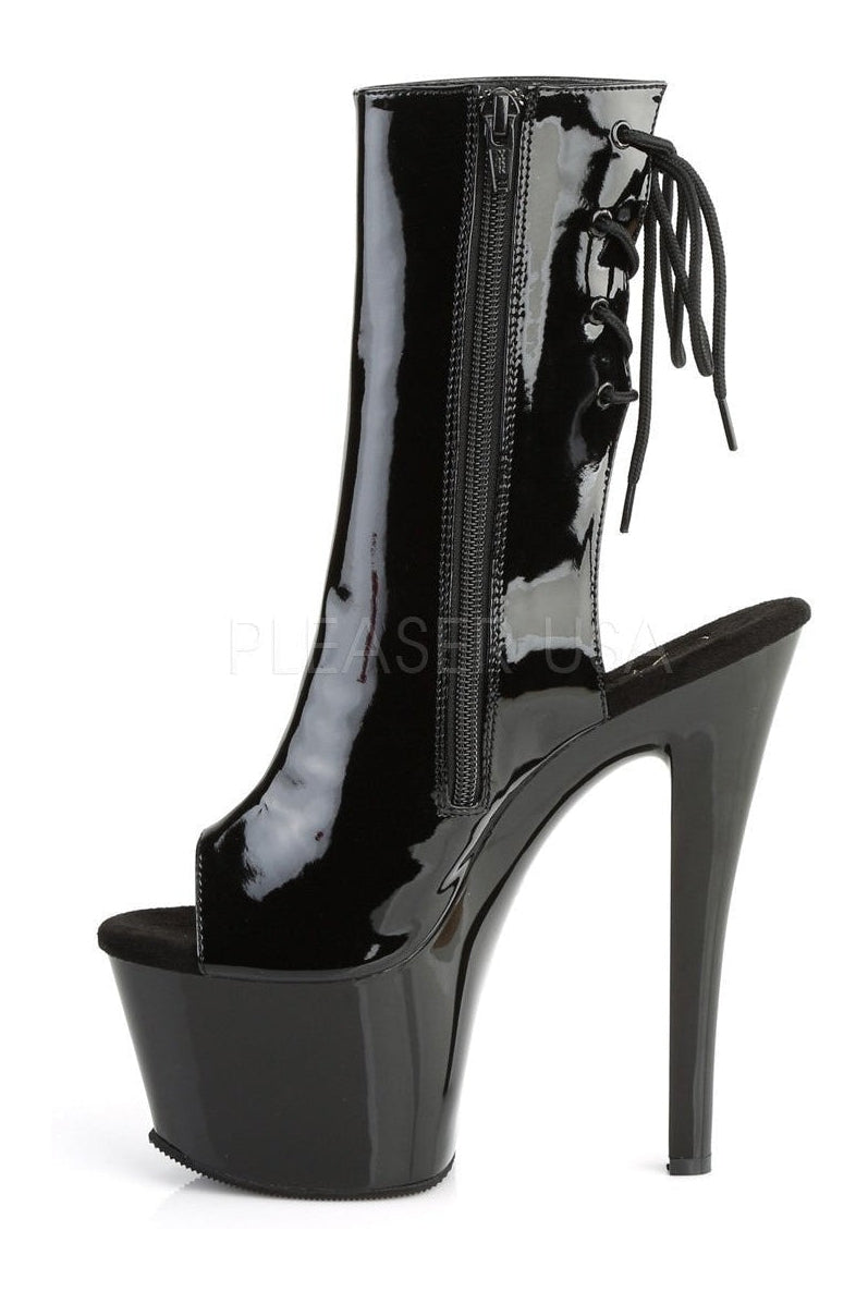 SKY-1018 Platform Boot | Black Patent-Pleaser-Ankle Boots-SEXYSHOES.COM