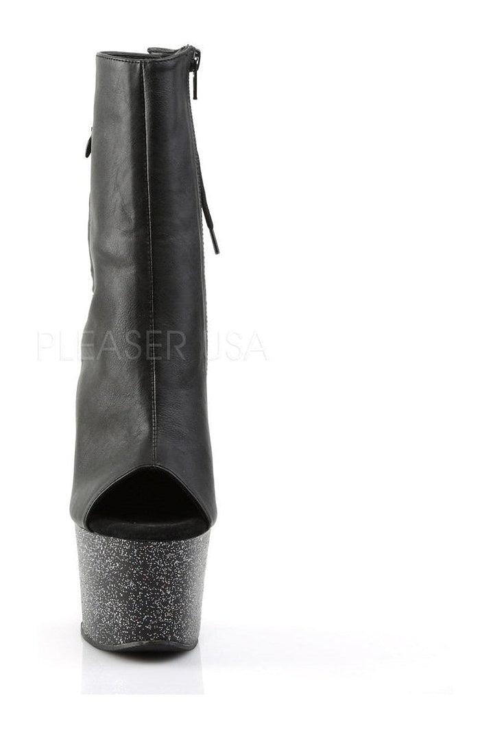 SKY-1018MG Platform Boot | Black Faux Leather-Pleaser-Ankle Boots-SEXYSHOES.COM