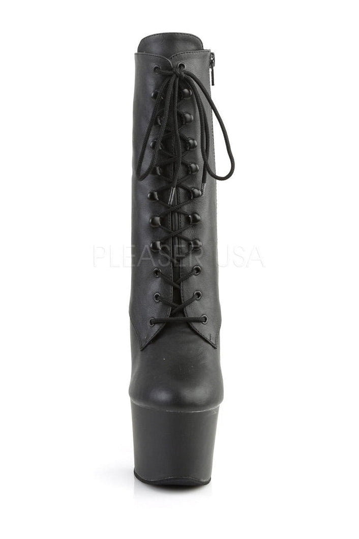 SKY-1020 Platform Boot | Black Faux Leather-Pleaser-Ankle Boots-SEXYSHOES.COM