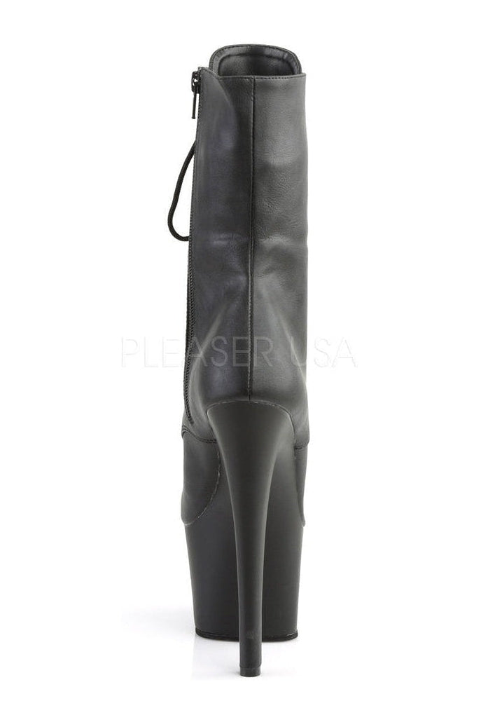 SKY-1020 Platform Boot | Black Faux Leather-Pleaser-Ankle Boots-SEXYSHOES.COM