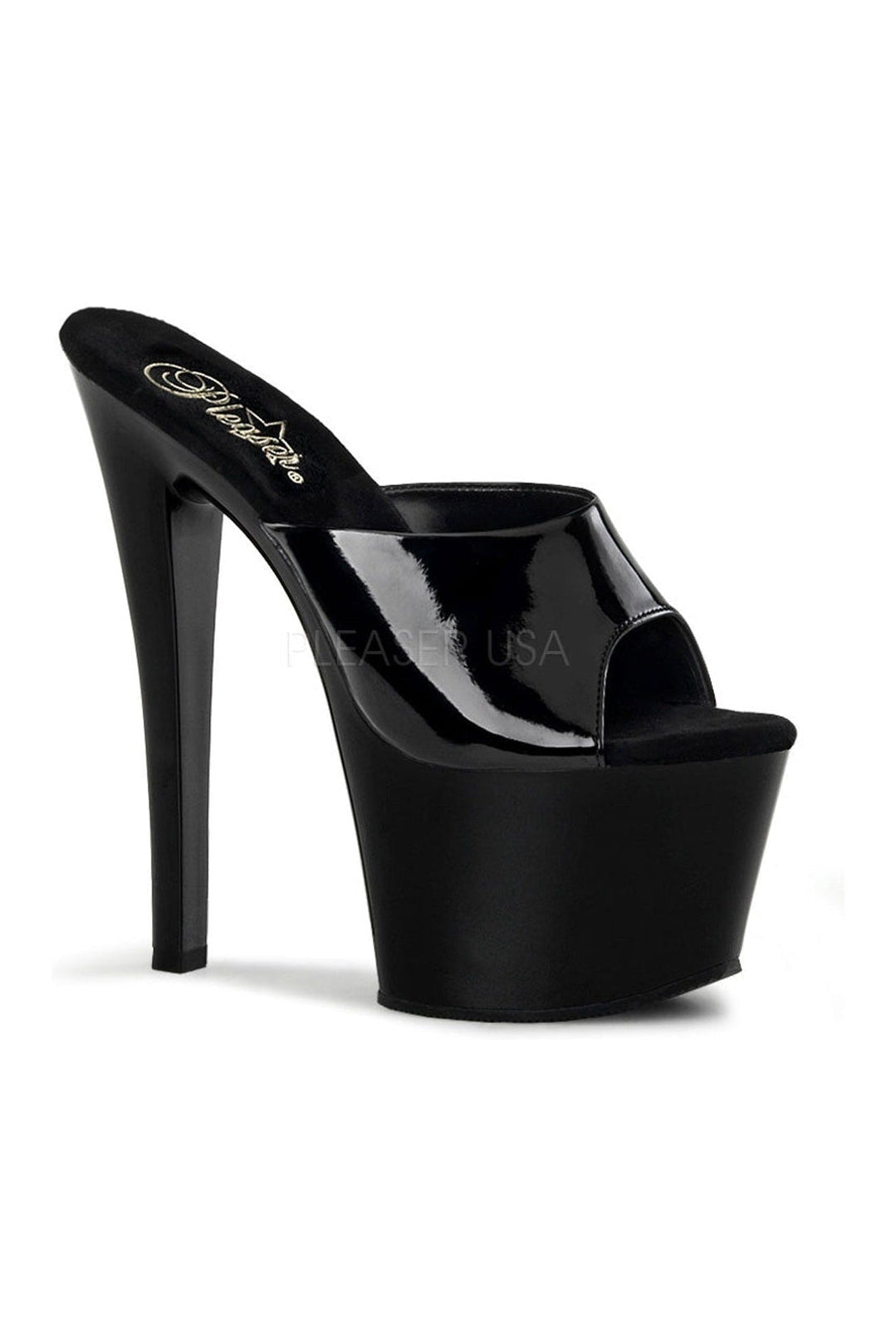 Pleaser SKY-301 Platform Sandal in Black Patent from SexyShoes.com