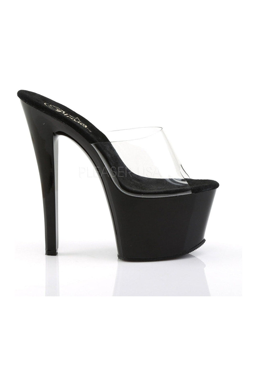 Pleaser SKY-301 Platform Sandal in Black Vinyl