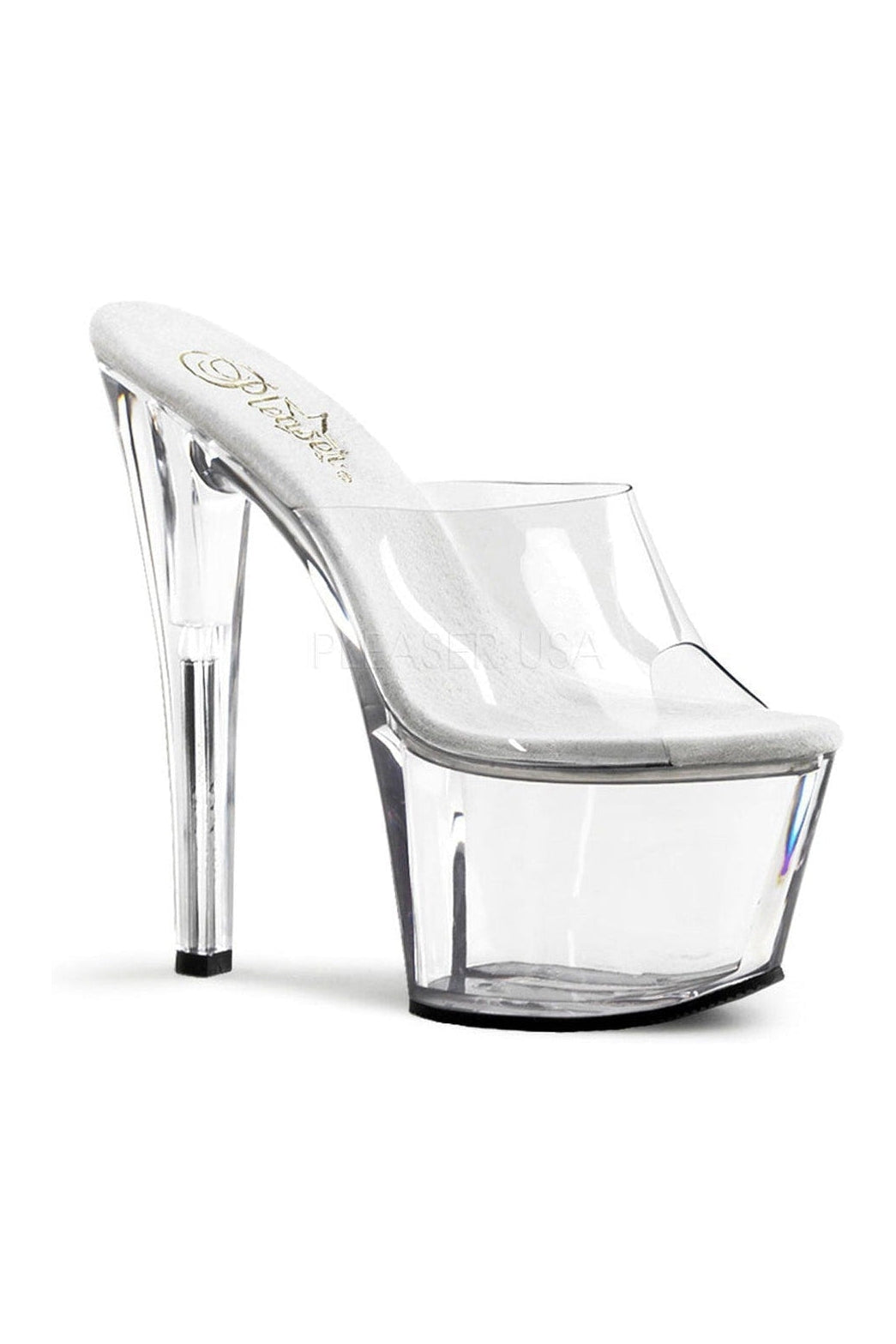 Pleaser SKY-301 Platform Sandal in Clear Vinyl from SexyShoes.com