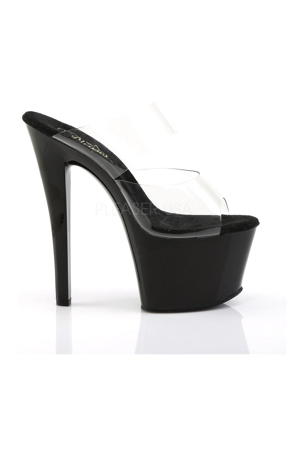 Pleaser SKY-302 Platform Slide in Black Vinyl