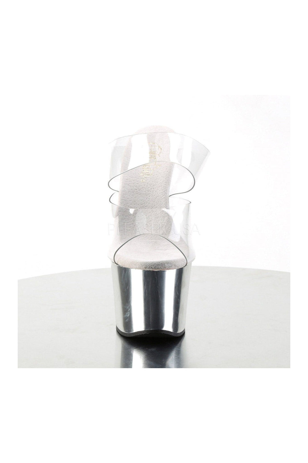 Pleaser SKY-302 Platform Slide in Clear Vinyl