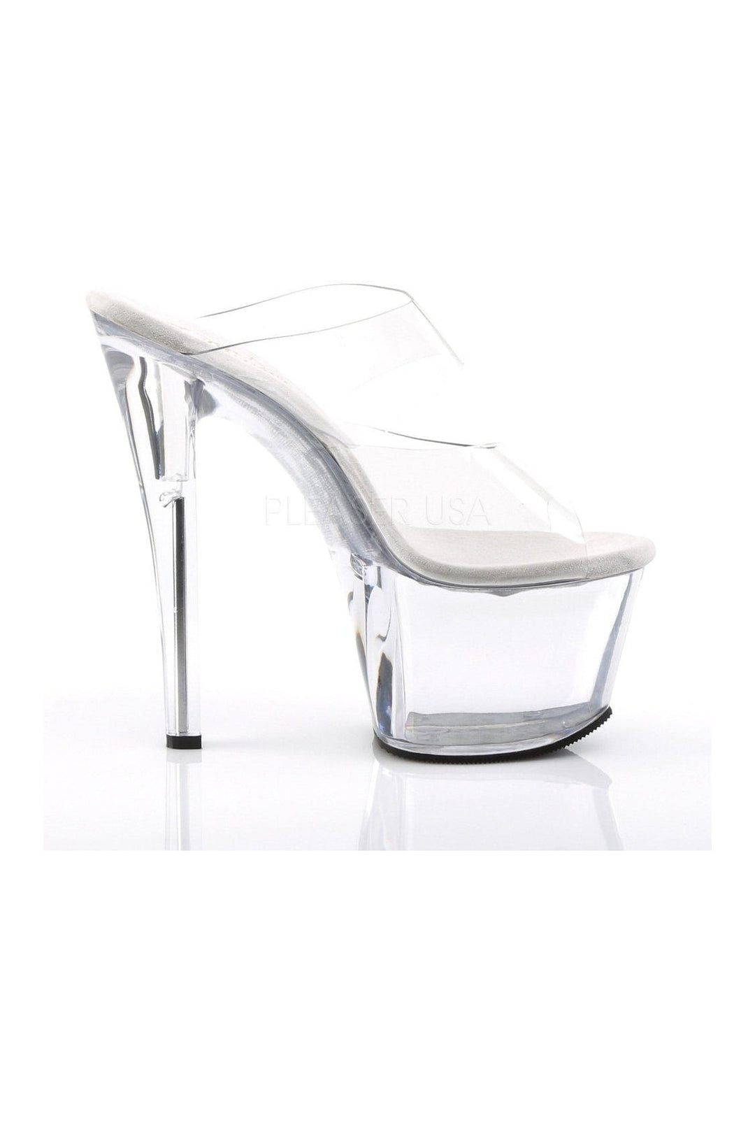 Pleaser SKY-302 Platform Slide in Clear Vinyl