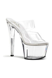 Pleaser SKY-302 Platform Slide in Clear Vinyl from SexyShoes.com