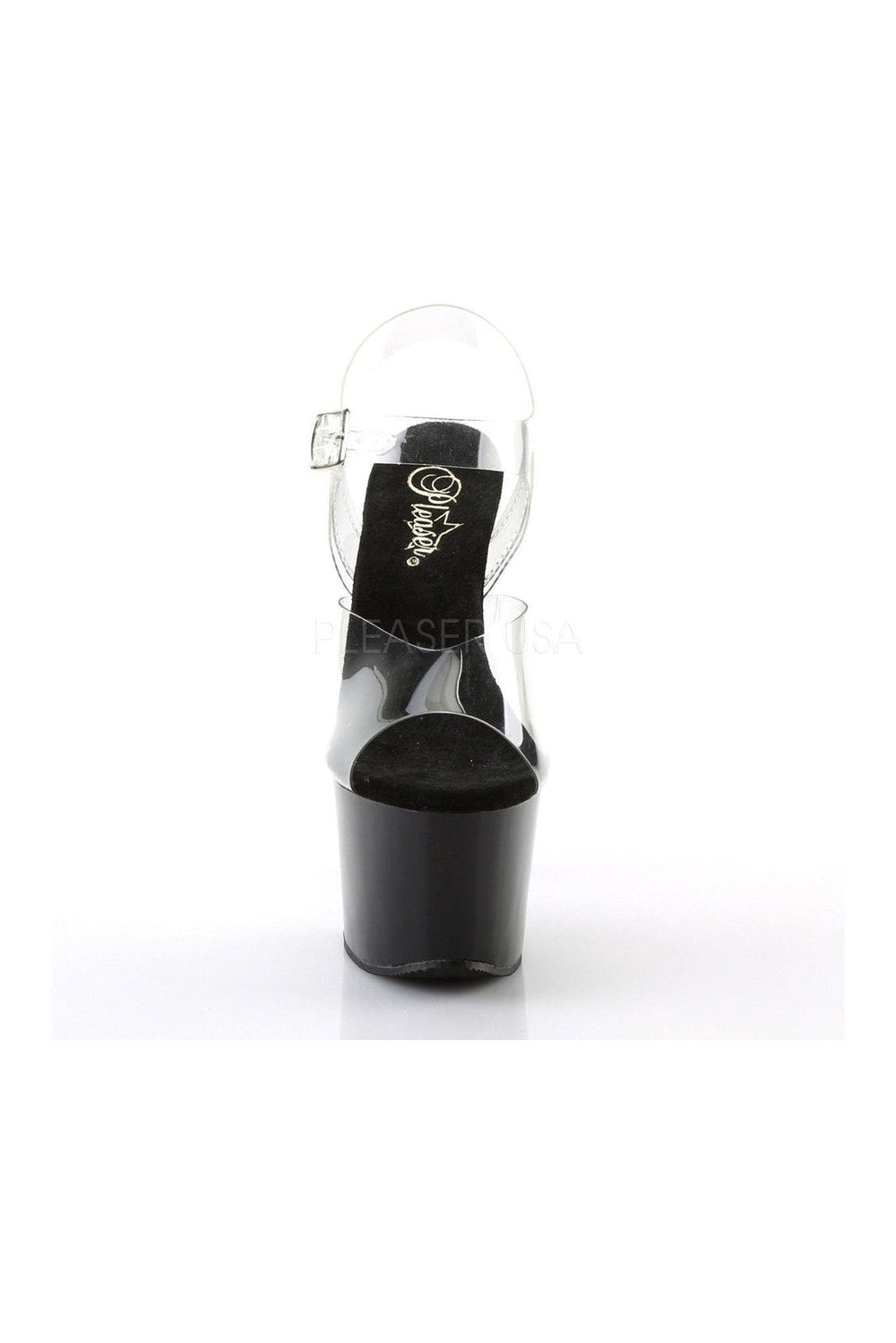 SKY-308 Platform Sandal | Black Vinyl-Pleaser-Sandals-SEXYSHOES.COM