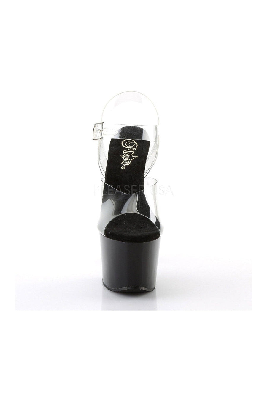 Pleaser SKY-308 Platform Sandal in Black Vinyl