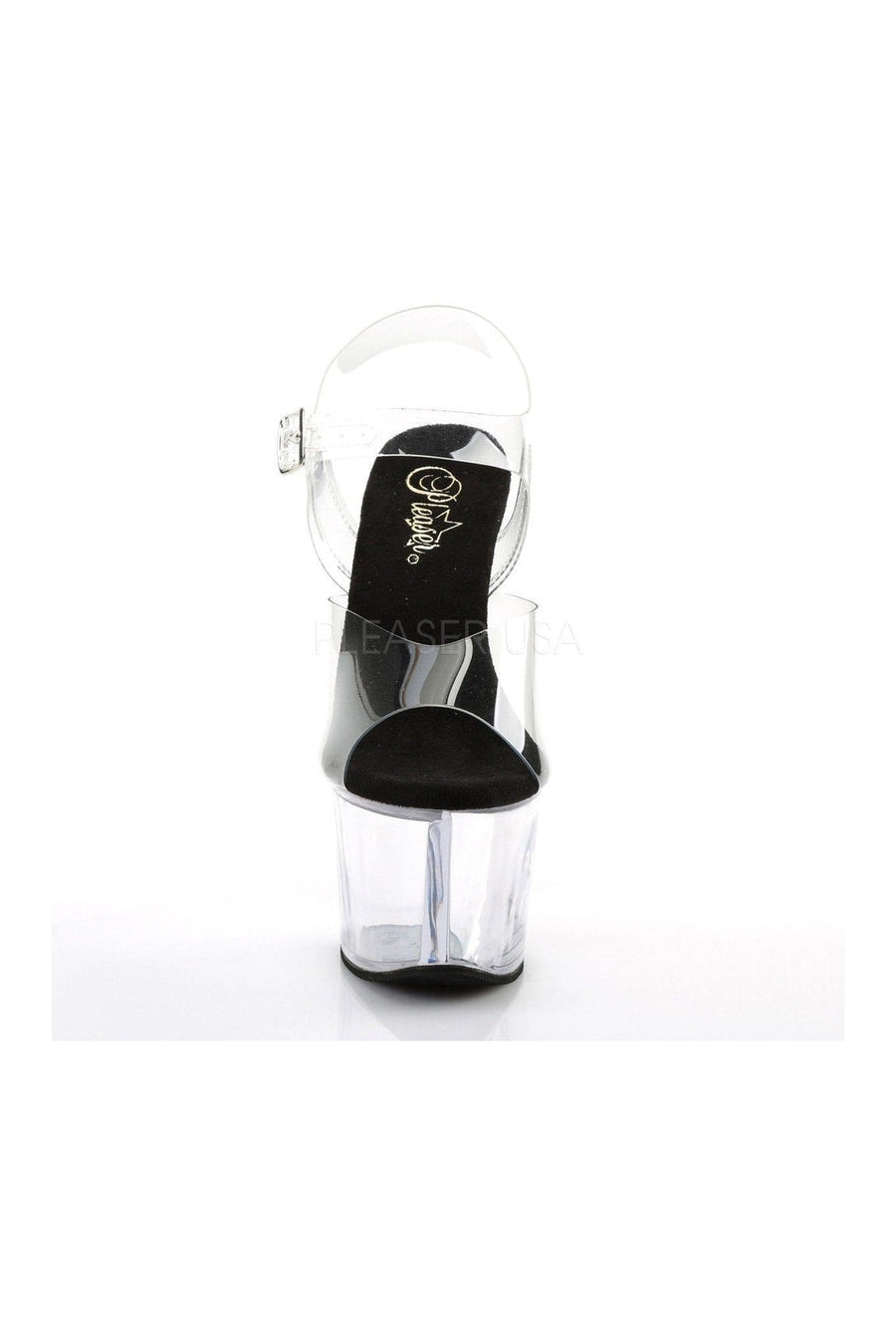 Pleaser SKY-308 Platform Sandal in Black Vinyl