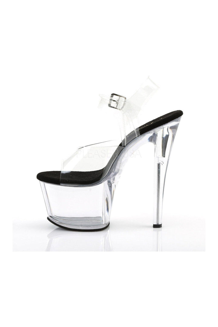 SKY-308 Platform Sandal | Black Vinyl-Pleaser-Sandals-SEXYSHOES.COM