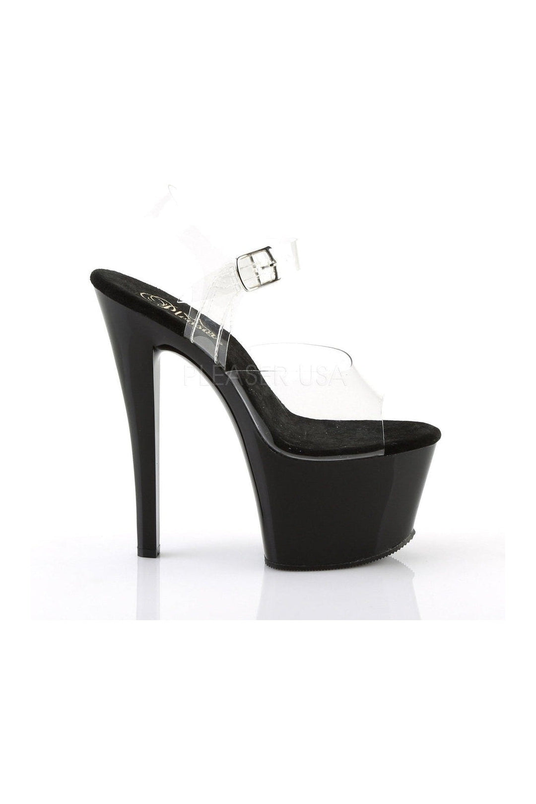 Pleaser SKY-308 Platform Sandal in Black Vinyl
